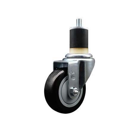 Service Caster 3.5'' SS Black Poly Wheel Swivel 1-7/8'' Expanding Stem Caster SCC-SSEX20S3514-PPUB-BLK-178